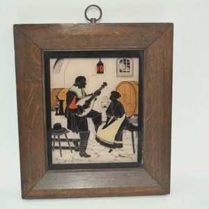 Vtg Antique Reverse Painting Silhouettes Framed C&A Richards Old Heidelberg Inn